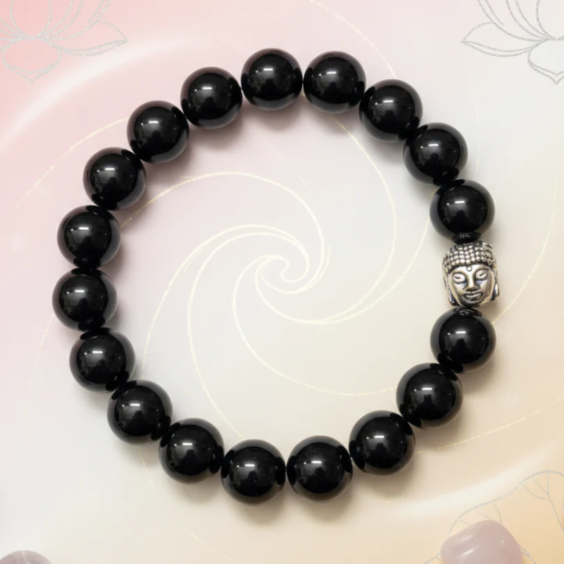 Black Tourmaline Bracelet To Shield Against Negative Vibes-(10mm) - Image 3