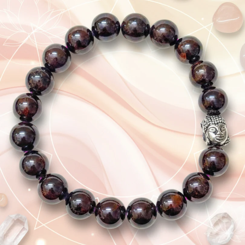Garnet Bracelet For Grounding-(9mm) - Image 3