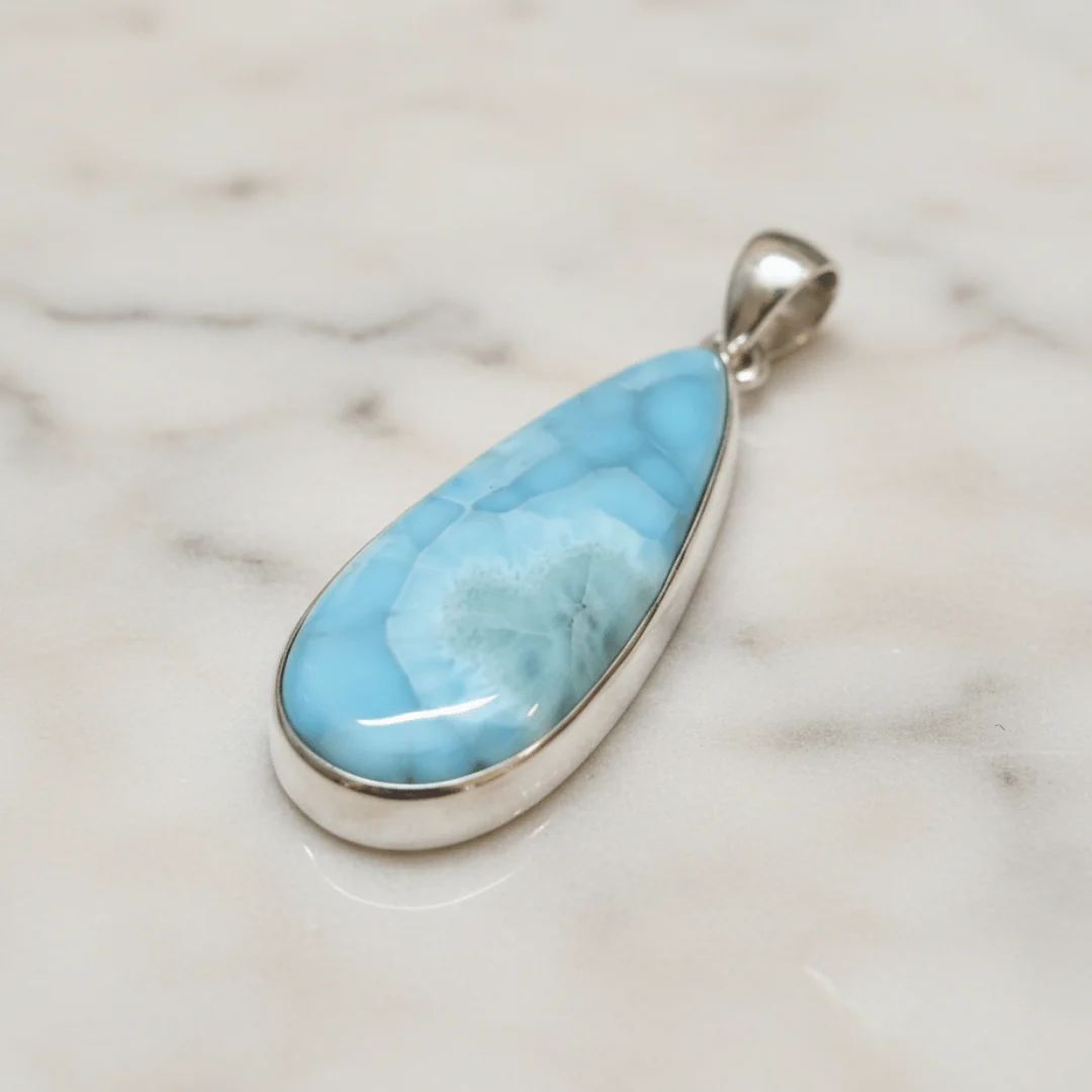 Premium Larimar Pendant in 925 Sterling Silver – AAA Quality • Rare Beauty - Image 4